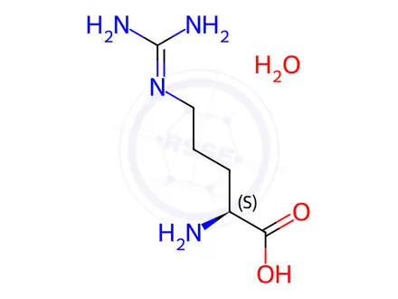 Chemical structure of (S)-2-Amino-5-guanidinopentanoic acid hydrate