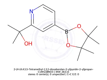 Chemical structure of 2-(4-(4,4,5,5-Tetramethyl-1,3,2-dioxaborolan-2-yl)pyridin-2-yl)propan-2-ol