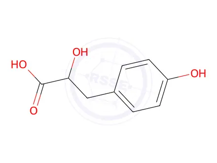 Chemical structure of 4-Hydroxyphenyllactic acid, racemic mixture