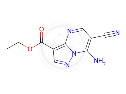 Chemical structure of Ethyl 7-amino-6-cyanopyrazolo[1,5-a]pyrimidine-3-carboxylate