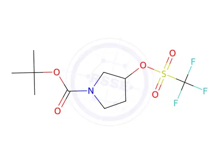 Chemical structure of tert-Butyl 3-(((trifluoromethyl)sulfonyl)oxy)pyrrolidine-1-carboxylate
