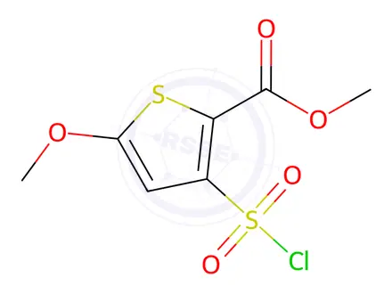 Chemical structure of methyl 3-(chlorosulfonyl)-5-methoxythiophene-2-carboxylate