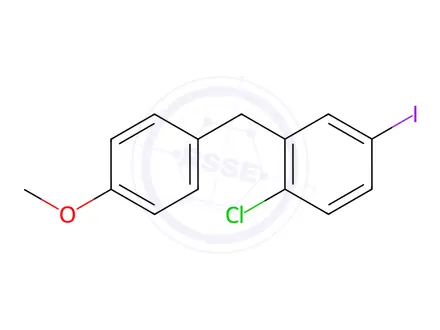 Chemical structure of 1-CHLORO-4-IODO-2-(4-METHOXYBENZYL)BENZENE