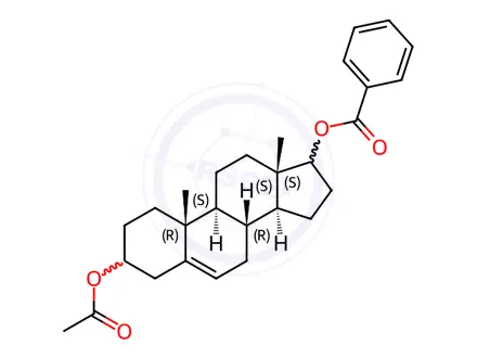 Chemical structure of Androstenediol-3-acetate-17-benzoate