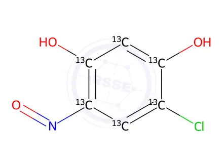 Chemical structure of 4-Chloro-6-nitrosoresorcinol-13C6