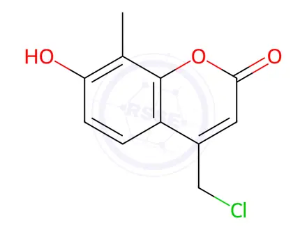 Chemical structure of 4-(chloromethyl)-7-hydroxy-8-methyl-2H-chromen-2-one