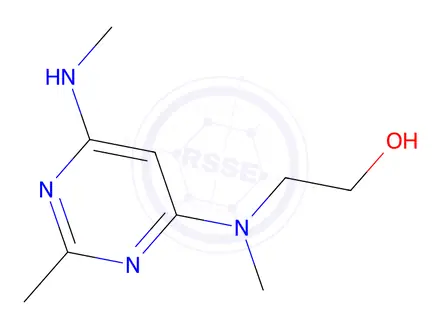 Chemical structure of 2-(methyl(2-methyl-6-(methylamino)pyrimidin-4-yl)amino)ethan-1-ol