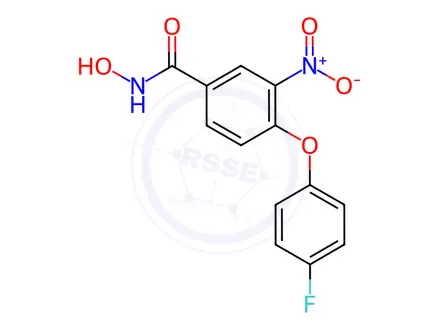 Chemical structure of 4-(4-Fluorophenoxy)-N-hydroxy-3-nitrobenzamide