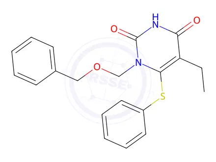Chemical structure of 5-ethyl-1-benzyloxymethyl-6-(phenylthio)uracil