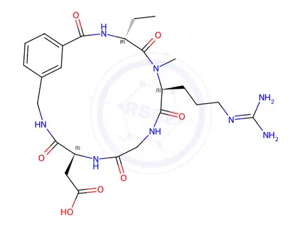 Chemical structure of 2-((5S,11S,14R)-14-Ethyl-11-(3-guanidinopropyl)-12-methyl-4,7,10,13,16-pentaoxo-3,6,9,12,15-pentaaza-1(1,3)-benzenacyclohexadecaphane-5-yl)acetic Acid