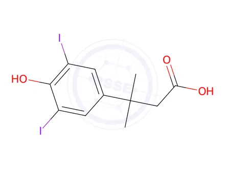 Chemical structure of 3-(4-Hydroxy-3,5-diiodophenyl)-3-methylbutanoic acid