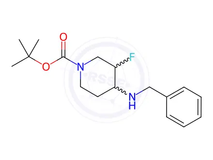 Chemical structure of (3S,4R)-tert-Butyl 4-(benzylamino)-3-fluoropiperidine-1-carboxylate