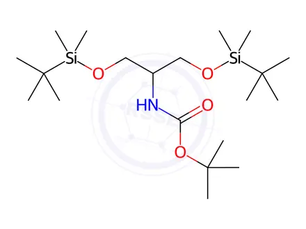 Chemical structure of Carbamic acid, N-[2-[[(1,1-dimethylethyl)dimethylsilyl]oxy]-1-[[[(1,1-dimethylethyl)dimethylsilyl]oxy]methyl]ethyl]-, 1,1-dimethylethyl ester