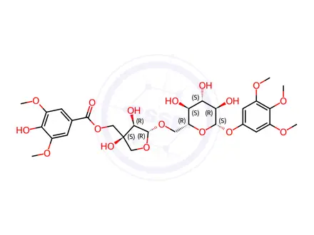 Chemical structure of 5''-O-Syringoylkelampayoside A
