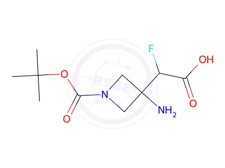 Chemical structure of 2-(3-Amino-1-(tert-butoxycarbonyl)azetidin-3-yl)-2-fluoroacetic acid
