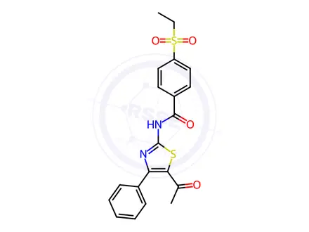Chemical structure of N-(5-Acetyl-4-phenylthiazol-2-yl)-4-(ethylsulfonyl)benzamide