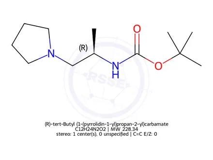Chemical structure of (R)-tert-Butyl (1-(pyrrolidin-1-yl)propan-2-yl)carbamate