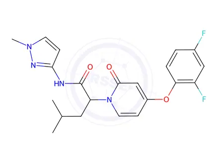 Chemical structure of 2-(4-(2,4-Difluorophenoxy)-2-oxopyridin-1(2H)-yl)-4-methyl-N-(1-methyl-1H-pyrazol-3-yl)pentanamide