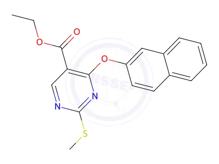 Chemical structure of Ethyl 2-(methylthio)-4-(naphthalen-2-yloxy)pyrimidine-5-carboxylate
