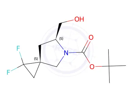 Chemical structure of Tert-butyl (3S,6S)-1,1-difluoro-6-(hydroxymethyl)-5-azaspiro[2.4]Heptane-5-carboxylate