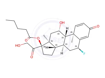 Chemical structure of 6alpha-fluoro-11beta,17,21-trihydroxypregna-1,4-diene-3,20-dione 17-valerate
