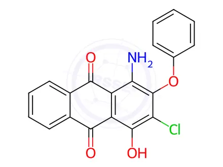 Chemical structure of 1-amino-3-chloro-4-hydroxy-2-phenoxyanthraquinone