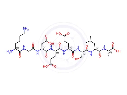 Chemical structure of (2S,5S,8S,11S,14S,17S)-11,14-Bis(2-carboxyethyl)-17-(2-((S)-2,6-diaminohexanamido)acetamido)-8-(hydroxymethyl)-5-isobutyl-2-methyl-4,7,10,13,16-pentaoxo-3,6,9,12,15-pentaazanonadecanedioic Acid