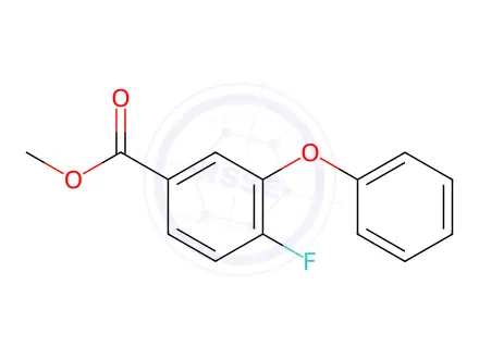 Chemical structure of Benzoic acid, 4-fluoro-3-phenoxy-, methyl ester