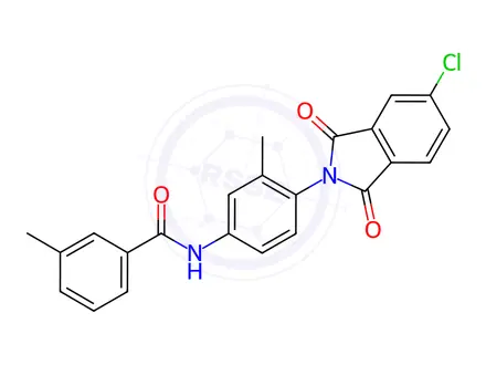 Chemical structure of N-(4-(5-chloro-1,3-dioxoisoindolin-2-yl)-3-methylphenyl)-3-methylbenzamide