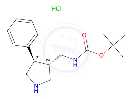 Chemical structure of Tert-butyl (((3s,4r)-4-phenylpyrrolidin-3-yl)methyl)carbamate hydrochloride