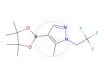 Chemical structure of 5-Methyl-4-(4,4,5,5-tetramethyl-1,3,2-dioxaborolan-2-yl)-1-(2,2,2-trifluoroethyl)-1H-pyrazole
