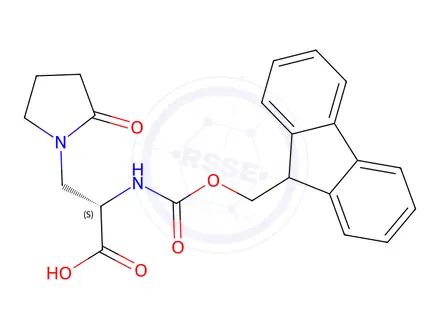 Chemical structure of (2S)-2-({[(9H-fluoren-9-yl)methoxy]carbonyl}amino)-3-(2-oxopyrrolidin-1-yl)propanoic acid
