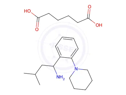 Chemical structure of 3-Methyl-1-(2-(1-piperidinyl)phenyl)butylamine Adipate (1:3)
