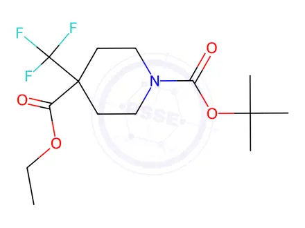 Chemical structure of 1-(Tert-butyl) 4-ethyl 4-(trifluoromethyl)piperidine-1,4-dicarboxylate