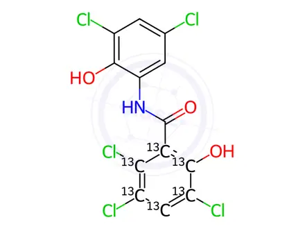 Chemical structure of Oxyclosanid-13C6