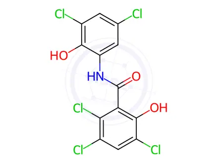 Chemical structure of Oxyclozanide
