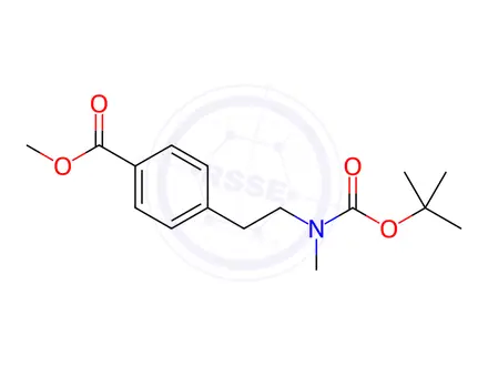 Chemical structure of Benzoic acid, 4-[2-[[(1,1-dimethylethoxy)carbonyl]methylamino]ethyl]-, methyl ester