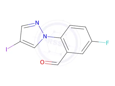 Chemical structure of 5-Fluoro-2-(4-iodo-1h-pyrazol-1-yl)benzaldehyde