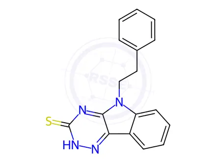 Chemical structure of 5-(2-phenylethyl)-5H-[1,2,4]triazino[5,6-b]indol-3-yl hydrosulfide