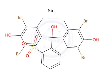 Chemical structure of sodium o-[bis(3,5-dibromo-4-hydroxy-o-tolyl)hydroxymethyl]benzenesulphonate