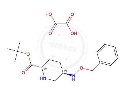 Chemical structure of tert-butyl (2S,5R)-5-((benzyloxy)amino)piperidine-2-carboxylate oxalate