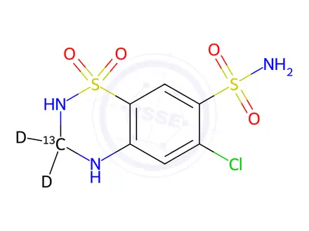 Chemical structure of Hydrochlorothiazide-13C,d2