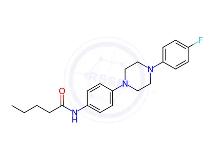 Chemical structure of N-{4-[4-(4-fluorophenyl)piperazin-1-yl]phenyl}pentanamide