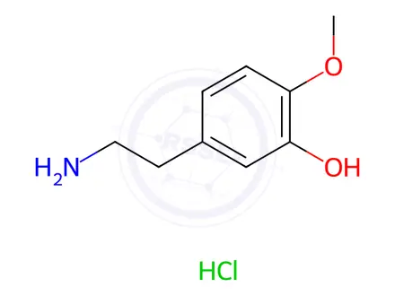 Chemical structure of 3-Hydroxy-4-methoxyphenethylamine Hydrochloride