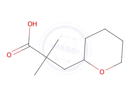 Chemical structure of 2,2-dimethyl-3-(oxan-2-yl)propanoic acid