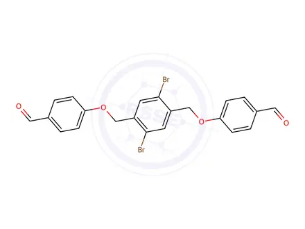 Chemical structure of 4,4'-(((2,5-Dibromo-1,4-phenylene)bis(methylene))bis(oxy))dibenzaldehyde