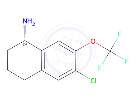 Chemical structure of (S)-6-Chloro-7-(trifluoromethoxy)-1,2,3,4-tetrahydronaphthalen-1-amine