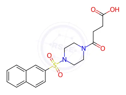 Chemical structure of 4-[4-(naphthalene-2-sulfonyl)piperazin-1-yl]-4-oxobutanoic acid