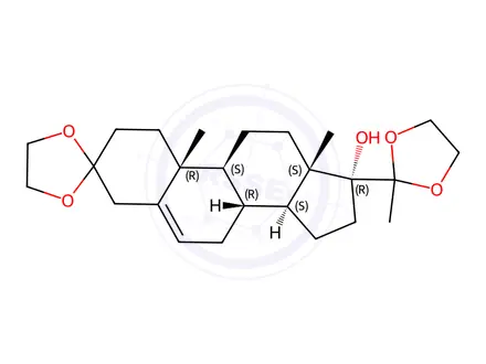 Chemical structure of (8R,9S,10R,13S,14S,17R)-10,13-Dimethyl-17-(2-methyl-1,3-dioxolan-2-yl)-1,2,4,7,8,9,10,11,12,13,14,15,16,17-tetradecahydrospiro[cyclopenta[a]phenanthrene-3,2'-[1,3]dioxolan]-17-ol