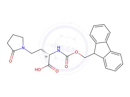 Chemical structure of (2S)-2-({[(9H-fluoren-9-yl)methoxy]carbonyl}amino)-4-(2-oxopyrrolidin-1-yl)butanoic acid